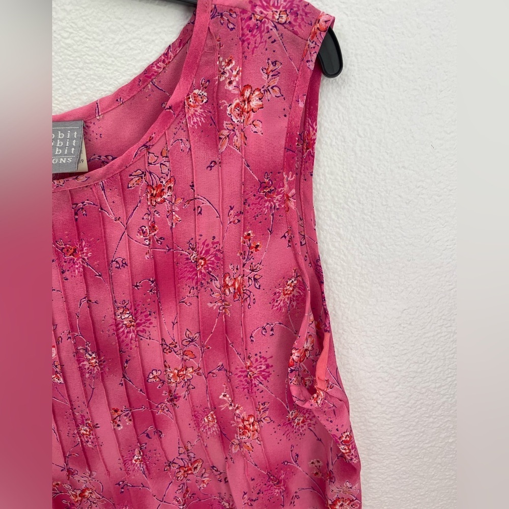 Vintage 90’s sleeveless maxi pink floral dress with tie size 14 - Picture 4 of 10